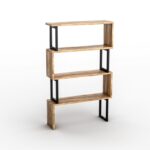 Βιβλιοθήκη Ceylan καρυδί μελαμίνη μεταλλικός σκελετός 80x22x128εκ ed369 - Image 3