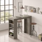 Τραπέζι μπαρ Cocenza γκρι χρώμα μελαμίνη 120x51 6x101 8cm ed3703