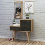 Έπιπλο εισόδου Janna δρυς σκρούρο γκρί μελαμίνη ξύλινα πόδια 80x40x80εκ ed3708 - Image 5