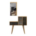 Έπιπλο εισόδου Janna δρυς σκρούρο γκρί μελαμίνη ξύλινα πόδια 80x40x80εκ ed3708 - Image 4