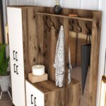 Έπιπλο εισόδου Berlin καρυδί άσπρο μελαμίνη μεταλλικά πόδια 180x35x200εκ ed3722 - Image 4