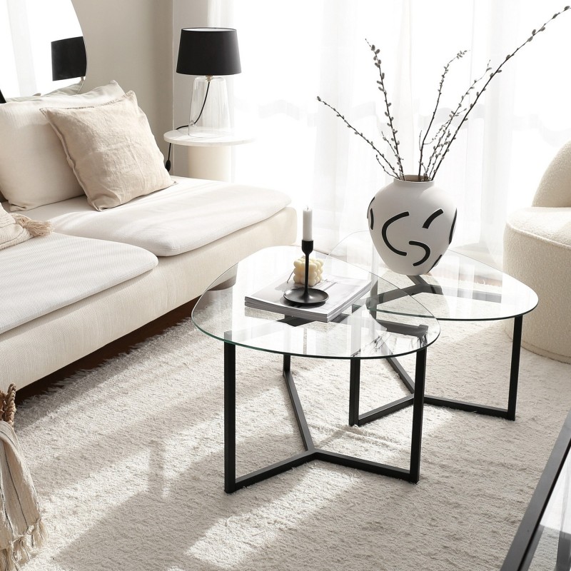 372_0-800x800 Τραπέζι σαλονιού Bellisimo μεταλλικό πλαίσιο μαύρο επιφάνεια γυαλί 82x58x40εκ ed372 - Image 1