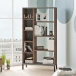 Βιβλιοθήκη Zon καφέ γκρί μελαμίνη μεταλλικά πόδια 72x25 5x133 6εκ ed3734