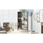 Βιβλιοθήκη Zon καφέ γκρί μελαμίνη μεταλλικά πόδια 72x25 5x133 6εκ ed3734 - Image 5