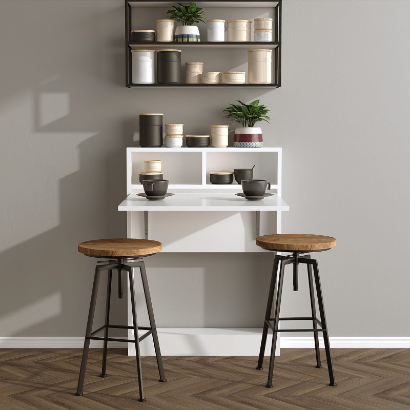 374_0-800x800 Αναδιπλούμενο γραφείο ραφιέρα Bracked White χρώμα 70x15x96cm ed374 - Image 1