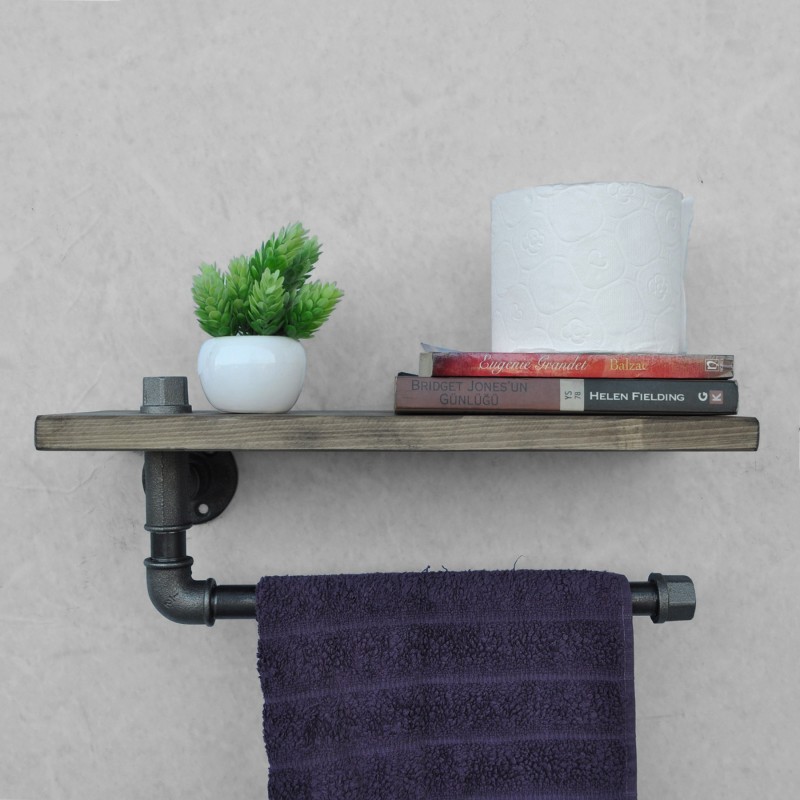 3755_0-800x800 Ράφι μπάνιου Tubo μέταλλο ξύλο 40x16x14cm ed3755 - Image 1