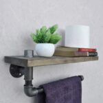 Ράφι μπάνιου Tubo μέταλλο ξύλο 40x16x14cm ed3755 - Image 3