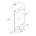 Ντουλάπα Balis άσπρη καρυδί μελαμίνη 90x42 5x170cm ed3771 - Image 2