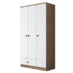 Ντουλάπα Balis άσπρη καρυδί μελαμίνη 90x42 5x170cm ed3771 - Image 5