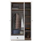 Ντουλάπα Balis άσπρη καρυδί μελαμίνη 90x42 5x170cm ed3771 - Image 4