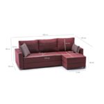 Γωνιακός καναπές Ece Right κεραμιδί 242x90x88cm ed3797 - Image 2