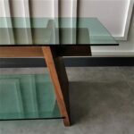 Έπιπλo tv Forli καρυδί πράσινο χρώμα ξύλο γυαλί 158x40x45cm ed3817 - Image 4