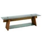 Έπιπλo tv Forli καρυδί πράσινο χρώμα ξύλο γυαλί 158x40x45cm ed3817 - Image 3