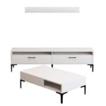 Σετ επίπλων σαλονιού Istanbul άσπρη μελαμίνη 180x35x47cm μεταλλικά πόδια ed3846 - Image 3