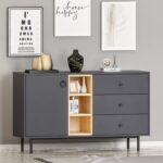 Μπουφέ Bigio ανθρακί χρώμα μελαμίνη 130x40x48 6cm ed3855