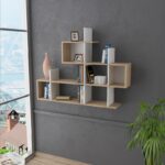 Ράφι τοίχου Lago άσπρο oak χρώμα 129x22x99cm ed3875