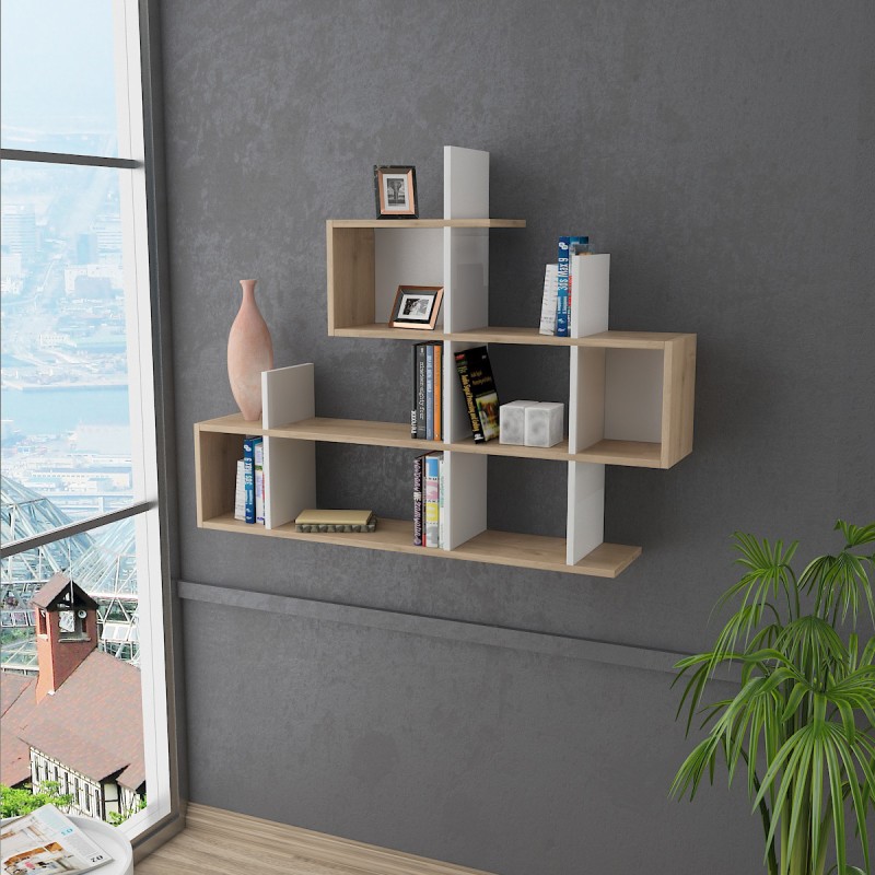 3875_0-800x800 Ράφι τοίχου Lago άσπρο oak χρώμα 129x22x99cm ed3875 - Image 1