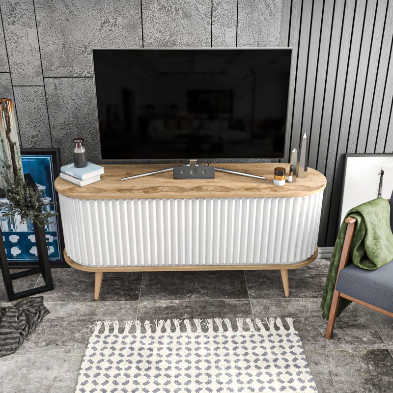 3891_0-800x800 Έπιπλο τηλεόρασης Storari oak λευκό 140x43x60cm ed3891 - Image 1