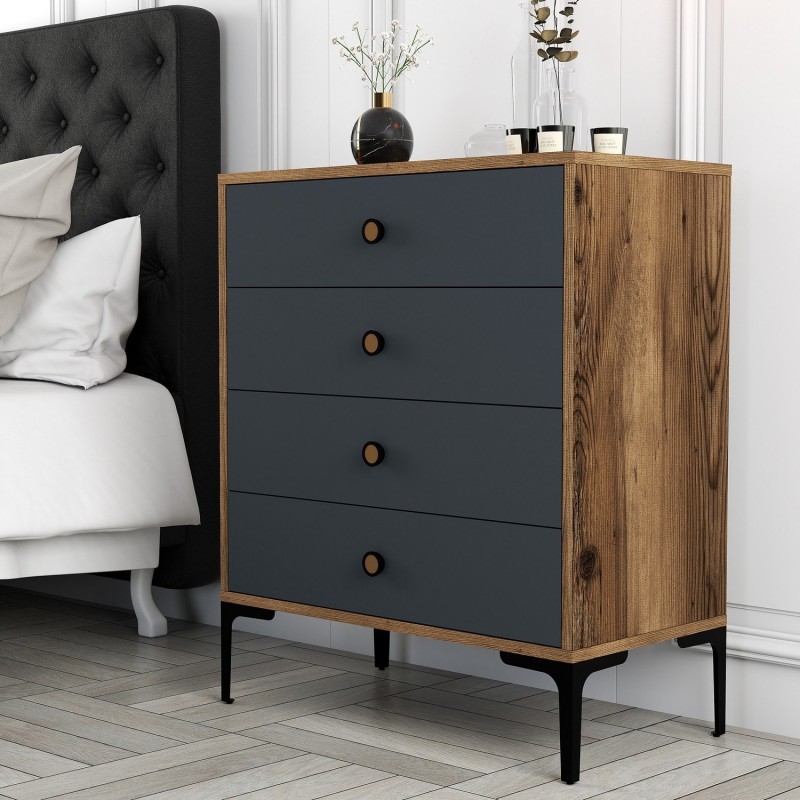 3935_0-800x800 Συρταριέρα Lisbona καρυδί ανθρακί 76x40x90 7cm ed3935 - Image 1