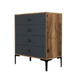 Συρταριέρα Lisbona καρυδί ανθρακί 76x40x90 7cm ed3935 - Image 3