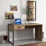 Γραφείο Firma plus 124x60x75 8cm χρώματος καρυδί μαύρο ed3954