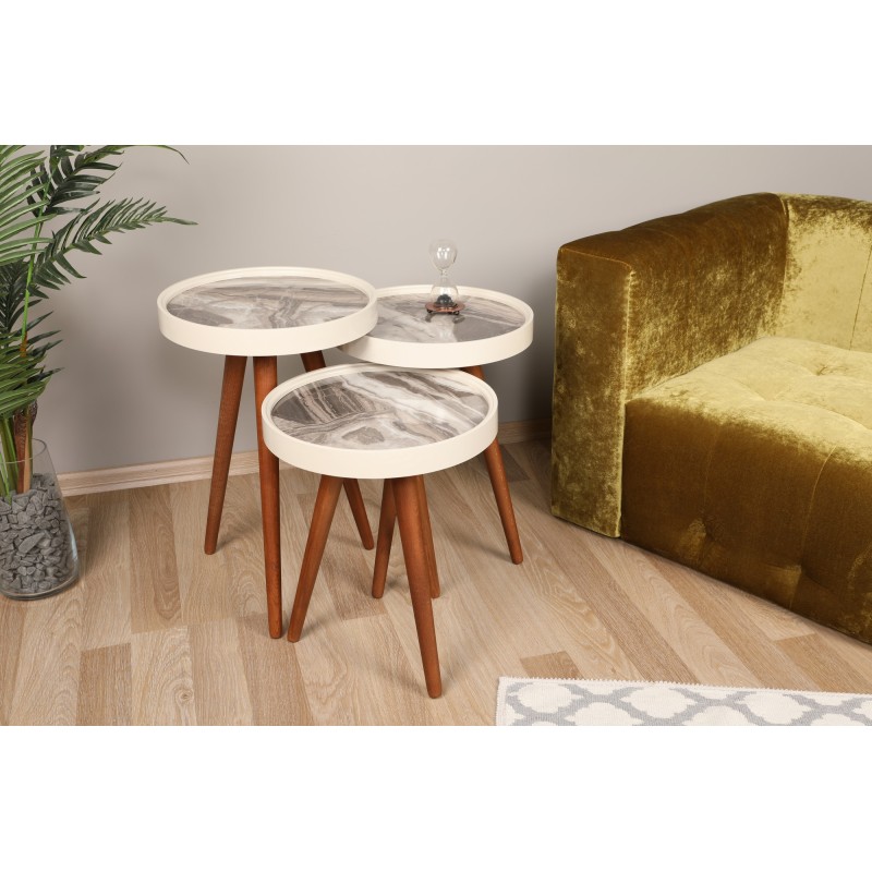 3975_0-800x800 Βοηθητικά τραπεζάκια Bella λευκό χρώμα μελαμίνη 39x48xH39cm ed3975 - Image 1