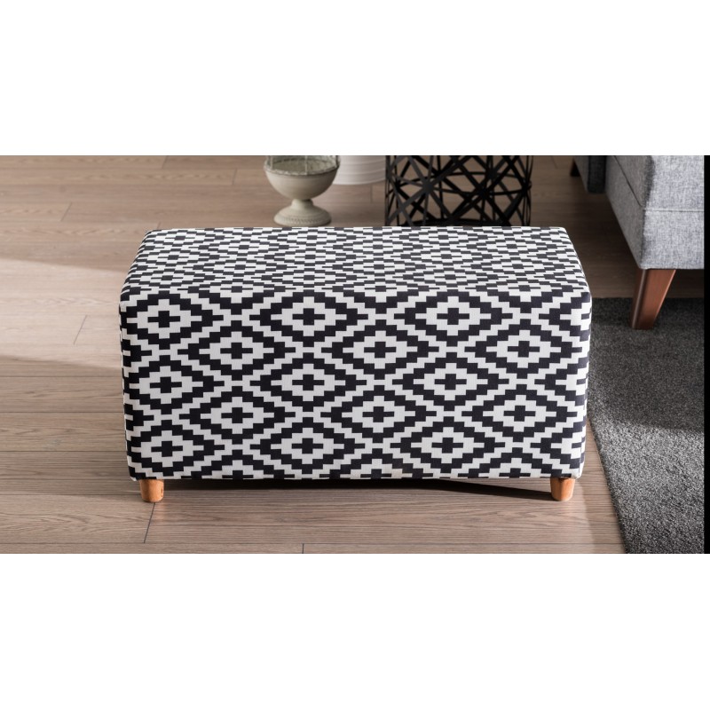 3985_0-800x800 Σκαμπό Lotus άσπρο μαύρο ξύλινα πόδια 80x40x40εκ ed3985 - Image 1