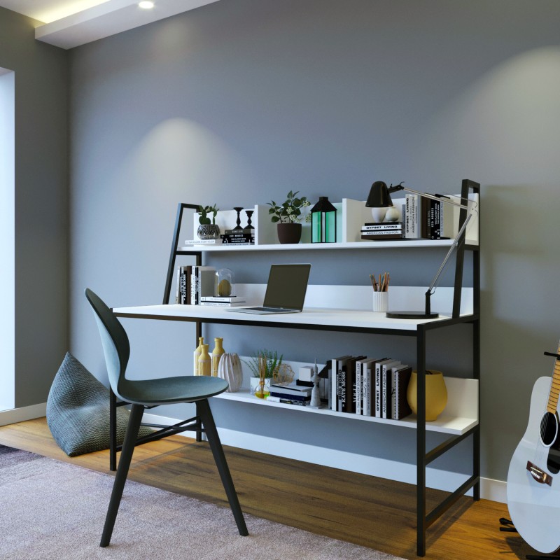 3990_0-800x800 Γραφείο Symphony άσπρο μέταλλο μελαμίνη 140x60x122cm ed3990 - Image 1