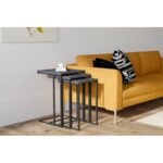 Τραπεζάκια σαλονιού set Roma χρώμα μαύρο μελαμίνη μέταλλο 40x60cm ed4000