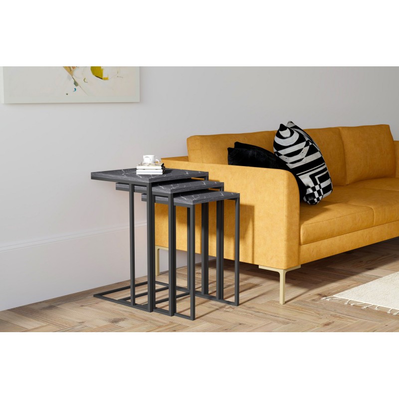 4000_0-800x800 Τραπεζάκια σαλονιού set Roma χρώμα μαύρο μελαμίνη μέταλλο 40x60cm ed4000 - Image 1