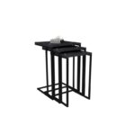 Τραπεζάκια σαλονιού set Roma χρώμα μαύρο μελαμίνη μέταλλο 40x60cm ed4000 - Image 4