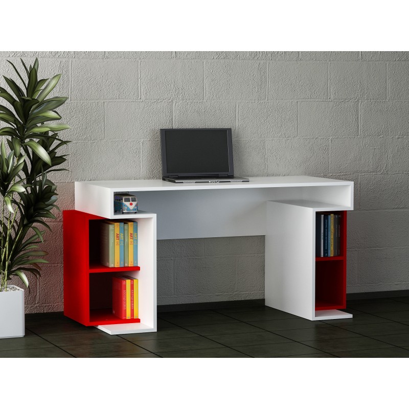 4008_0-800x800 Γραφείο Monument λευκό κόκκινο μελαμίνη 153 6x60x75cm ed4008 - Image 1