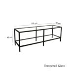 Έπιπλο τηλεόρασης Elementare μαύρο μέταλλο γυαλί 130x40x45cm ed4045 - Image 2