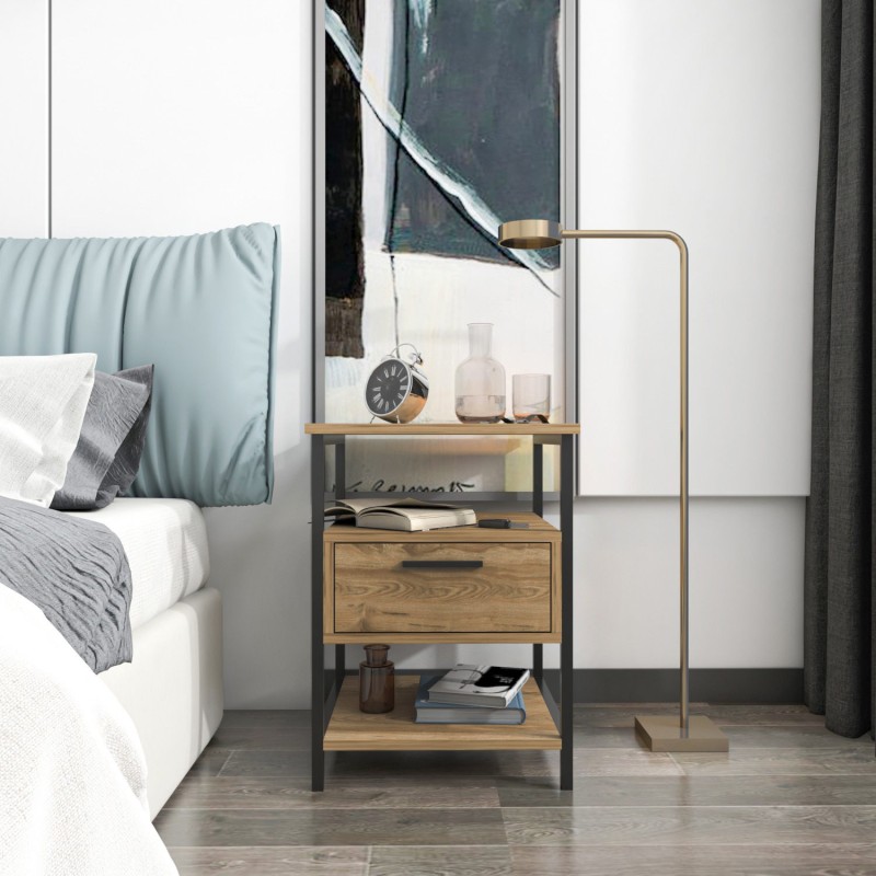 4052_0-800x800 Κομοδίνο Alba μαύρο Oak 45x45x61 8cm ed4052 - Image 1