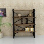 Βιβλιοθήκη Sultan καρυδί μελαμίνη μεταλλικός σκελετός 120x35x148 5εκ ed408