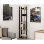 Βιβλιοθήκη Alice μαύρο μελαμίνη μεταλλικός σκελετός 45x22x180εκ ed409
