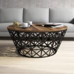 Τραπέζι σαλονιού Ferfor καρυδί μελαμίνη μεταλλικά πόδια 90x38x90εκ ed4104 - Image 5