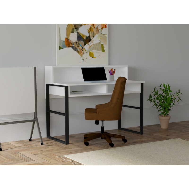 4113_0-800x800 Γραφείo Brescia λευκό μαύρο μελαμίνη 120x55x95 8cm ed4113 - Image 1