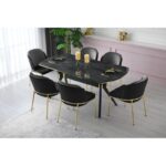 Σετ καρέκλας 4 τεμάχια Dore μαύρο χρυσό μέταλλο 54x55x86cm ed412 - Image 3