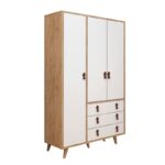 Ντουλάπα Franky δρυς άσπρο μελαμίνη ξύλινα πόδια 120x52x187εκ ed413 - Image 4