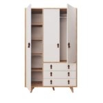 Ντουλάπα Franky δρυς άσπρο μελαμίνη ξύλινα πόδια 120x52x187εκ ed413 - Image 3