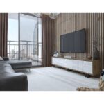 Έπιπλο τηλεόρασης Skalini δρυς λευκό μελαμίνης 180x47 4x35cm ed414 - Image 5