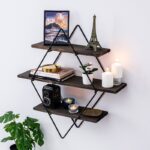 Ραφιέρα Erysim καρυδί μαύρο ξύλο μεταλλικό πλαίσιο 60x40x15εκ ed4175