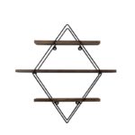 Ραφιέρα Erysim καρυδί μαύρο ξύλο μεταλλικό πλαίσιο 60x40x15εκ ed4175 - Image 4