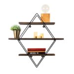 Ραφιέρα Erysim καρυδί μαύρο ξύλο μεταλλικό πλαίσιο 60x40x15εκ ed4175 - Image 3