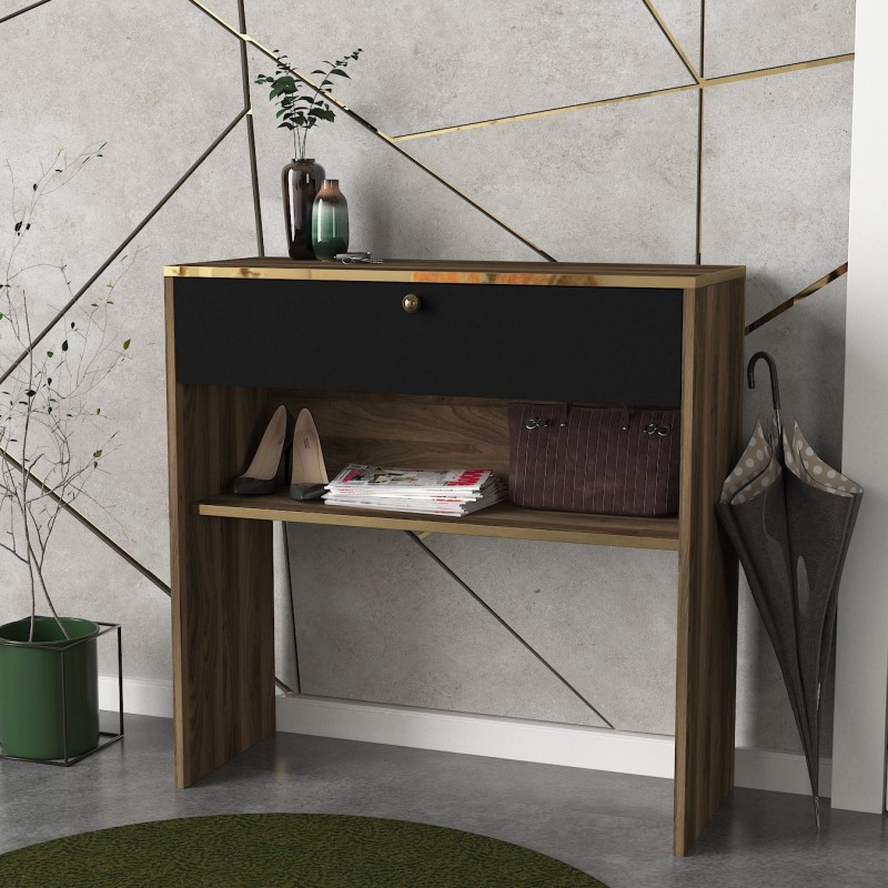 4176_0-800x800 Έπιπλο εισόδου Luis καρυδί μαύρη μελαμίνη 90x35 5cm ed4176 - Image 1