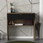Έπιπλο εισόδου Luis καρυδί μαύρη μελαμίνη 90x35 5cm ed4176 - Image 5