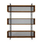 Βιβλιοθήκη Duvar καρυδί μελαμίνη μεταλλικά πόδια 140x34x180εκ ed417 - Image 4