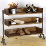 Έπιπλο εισόδου Borura καρυδί μασίφ ξύλο μεταλλικά πόδια 70x35x90εκ ed4189