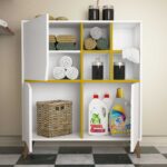 Ντουλάπι μπάνιου Pulse άσπρη κίτρινη μελαμίνη 100x30x115cm ed4190 - Image 5